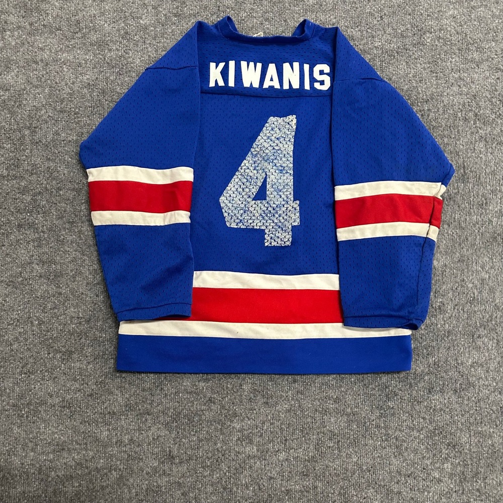 Unbranded Hockey Jersey Mens Size M Blue Braintree Kiwanis Mesh V-Neck Vintage